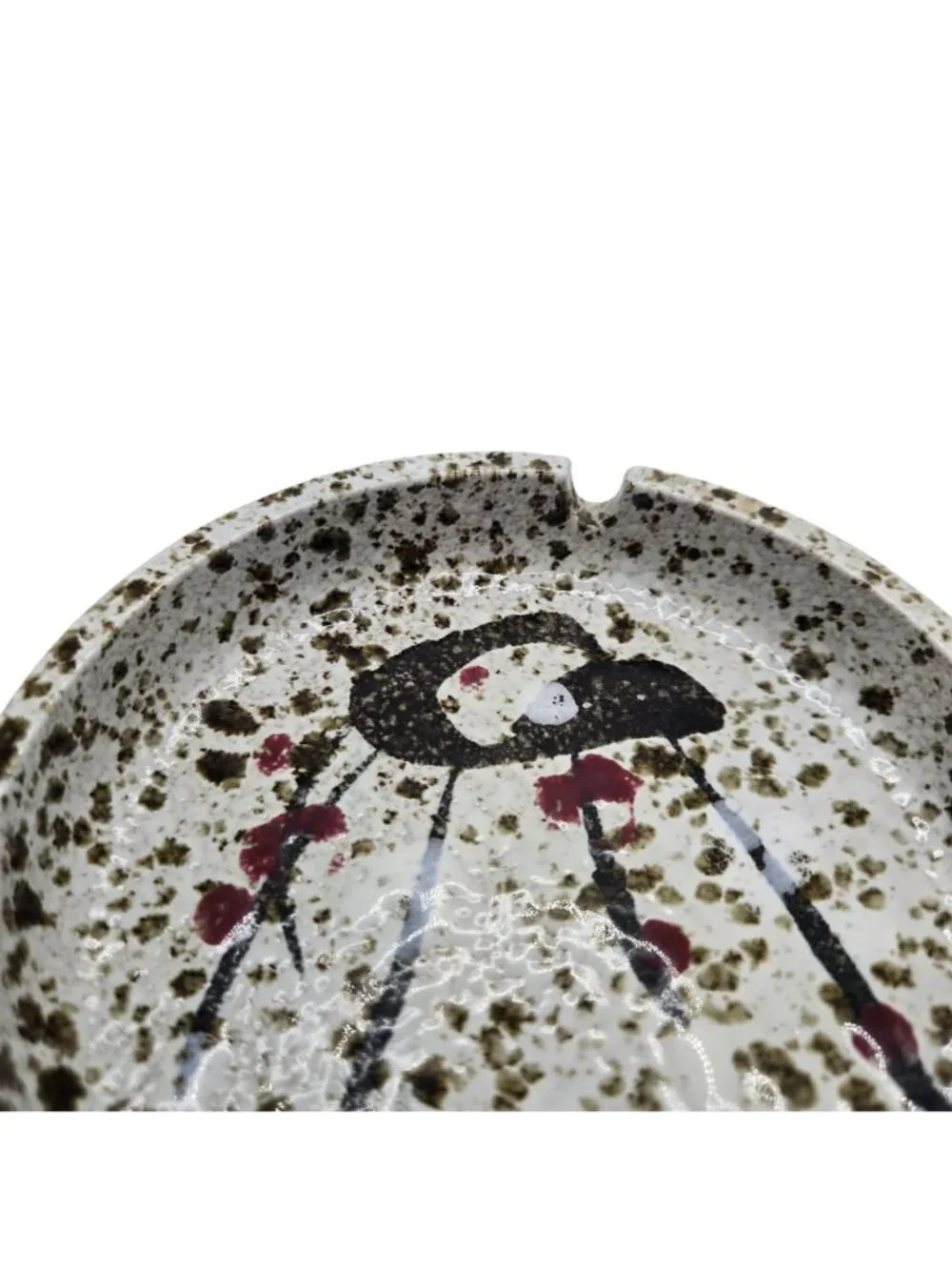 Vintage MCM Ceramic Ashtray Abstract Splatter Design Japan Mid Century Modern